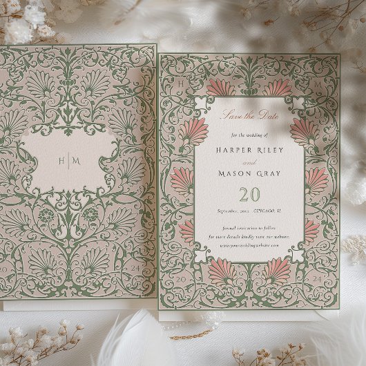 Bewaar de datum Erfgoed Groen & Koraal Rococo Kaart