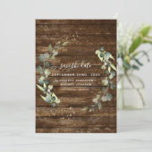 Bewaar de datum Eucalyptus Groene begroeiing Rusti Save The Date (Staand voorkant)