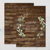 Bewaar de datum Eucalyptus Groene begroeiing Rusti Save The Date (Voorkant / Achterkant)