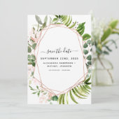 Bewaar de datum Eucalyptus Groenelementen Geometri Save The Date (Staand voorkant)