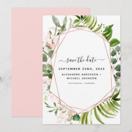 Bewaar de datum Eucalyptus Groenery Geometri Save The Date