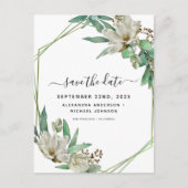 Bewaar de datum Eucalyptus Magnolia Greenery Aankondigingskaart (Voorkant)