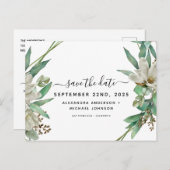 Bewaar de datum Eucalyptus Magnolia Greenery Aankondigingskaart (Voorkant / Achterkant)