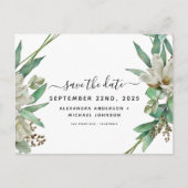 Bewaar de datum Eucalyptus Magnolia Greenery Aankondigingskaart (Voorkant)