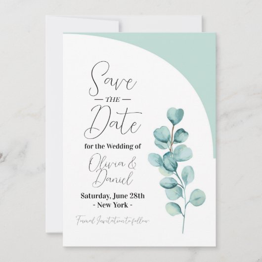 Bewaar de datum Eucalyptus Wedding Leaves Spring Save The Date (Voorkant)