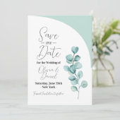 Bewaar de datum Eucalyptus Wedding Leaves Spring Save The Date (Staand voorkant)