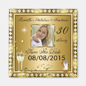 Bewaar de datum Fabulous 30 Photo Gold Glam Verjaa Magneet (Voorkant)