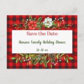 Bewaar de datum Familie Kerstmaaltijd Flanel uitno Briefkaart (Voorkant)