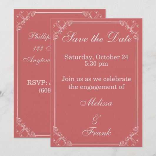 Bewaar de datum fancy frame save the date (Voorkant / Achterkant)