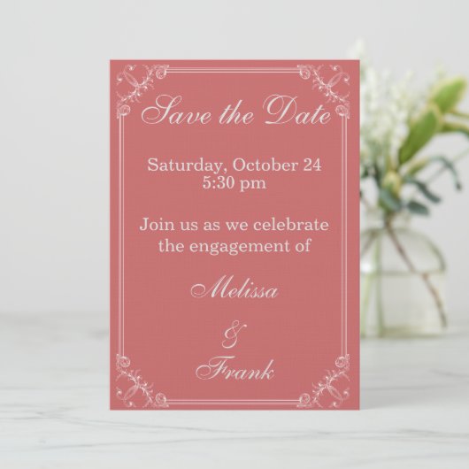Bewaar de datum fancy frame save the date (Staand voorkant)