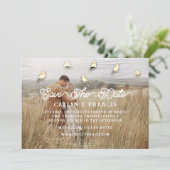 Bewaar de datum Faux Gold Kraft Foto Bird Woodland Kaart (Staand voorkant)