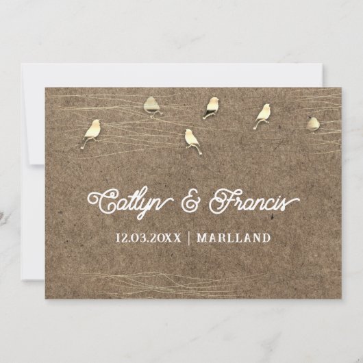 Bewaar de datum Faux Gold Kraft Foto Bird Woodland Kaart (Achterkant)