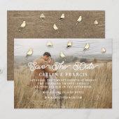 Bewaar de datum Faux Gold Kraft Foto Bird Woodland Kaart (Voorkant / Achterkant)