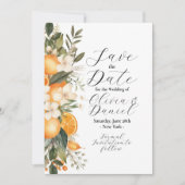 Bewaar de datum Floral Flowers Fruit Sinaasappels Save The Date (Voorkant)