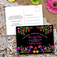 Bewaar de datum Floral Mexican Fiesta Black Sweet 