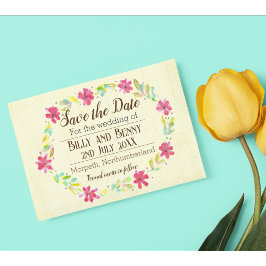 Bewaar de datum floral verouderd aankondigingskaart