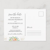 Bewaar de datum floral waterverf roze briefkaart (Achterkant)