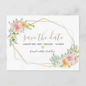 Bewaar de datum floral waterverf roze briefkaart (Voorkant)