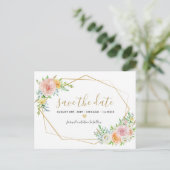 Bewaar de datum floral waterverf roze briefkaart (Staand voorkant)