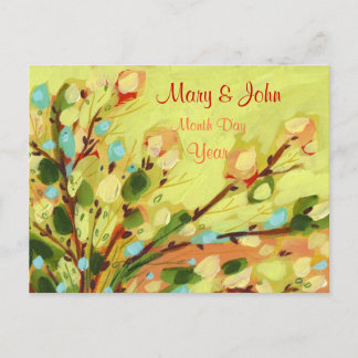 Bewaar de datum Floral Yellow Willow Briefkaart