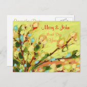 Bewaar de datum Floral Yellow Willow Briefkaart (Voorkant / Achterkant)