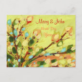 Bewaar de datum Floral Yellow Willow Briefkaart (Voorkant)