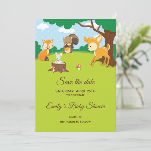 Bewaar de datum Forest Animals Woodland Save The Date (Staand voorkant)