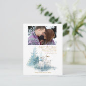 Bewaar de datum Forest Winter Wedding Photo Briefkaart (Staand voorkant)