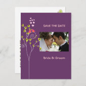 Bewaar de datum Foto briefkaarten, love birds Aankondigingskaart (Voorkant / Achterkant)