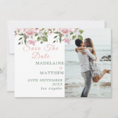 Bewaar de datum Foto Floral Rozen Elegant Wedding Save The Date (Voorkant)