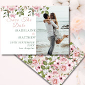 Bewaar de datum Foto Floral Rozen Elegant Wedding Save The Date