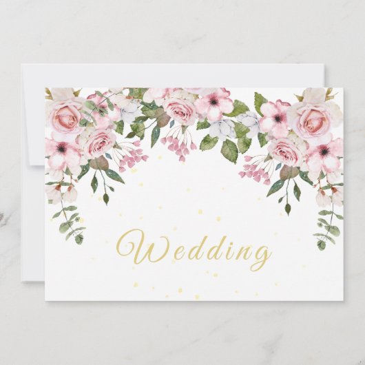 Bewaar de datum Foto Goud Bloemen Elegante bruilof Save The Date (Achterkant)