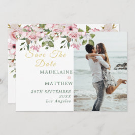 Bewaar de datum Foto Goud Bloemen Elegante bruilof Save The Date