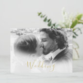 Bewaar de datum Foto Goud Bloemen Rozen Bruiloft Save The Date (Staand voorkant)