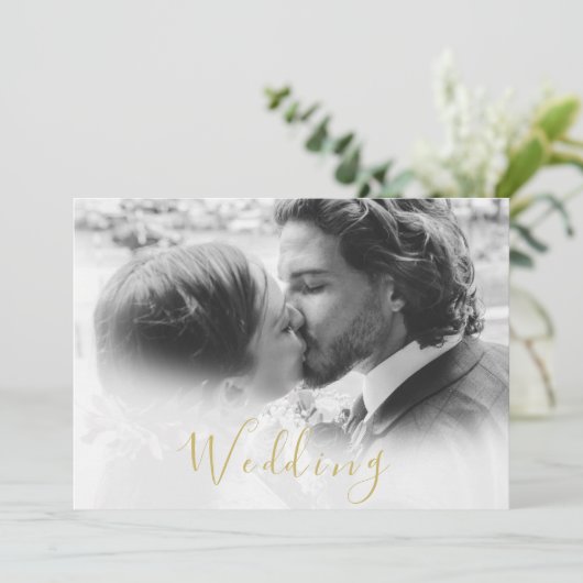 Bewaar de datum Foto Goud Bloemen Rozen Bruiloft Save The Date (Staand voorkant)