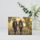 Bewaar de datum Foto Hart Typografie Wedding Aankondigingskaart (Staand voorkant)