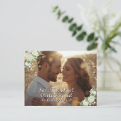 Bewaar de datum, foto - Kobalt Blauw & Wit Rozen Aankondigingskaart (Staand voorkant)