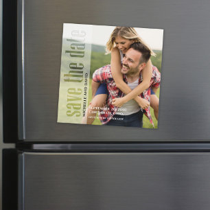 Bewaar de datum foto moderne typografie magneet magnetische uitnodiging