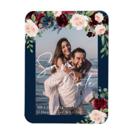 Bewaar de datum foto Navy Bourgondië en Blush  Magneet