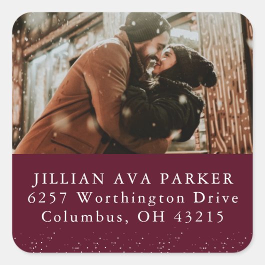 Bewaar de datum foto retouradres vierkante sticker (Voorkant)