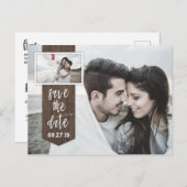 Bewaar de datum Foto Rustic Barn Wood Wedding Aankondigingskaart (Voorkant / Achterkant)