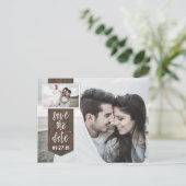 Bewaar de datum Foto Rustic Barn Wood Wedding Aankondigingskaart (Staand voorkant)