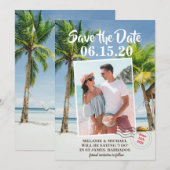 Bewaar de datum foto tropische bagage label save the date (Voorkant / Achterkant)