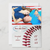 Bewaar de datum foto trouwdag honkbal thema save the date (Voorkant)
