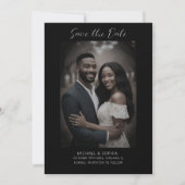 Bewaar de datum foto trouwkaart zwart save the date (Voorkant)