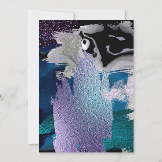 Bewaar de datum | Foto Zilveren Turkoois Paars Abs Kaart (Achterkant)