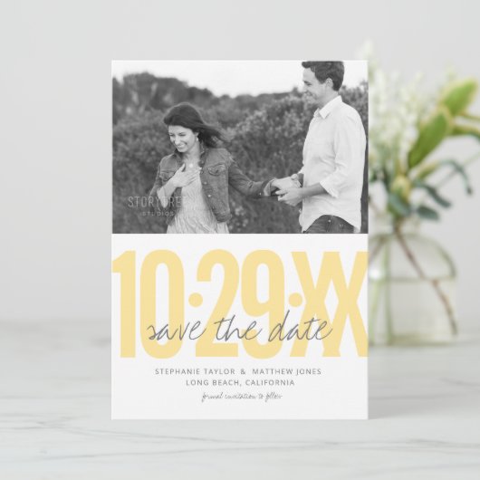 Bewaar de datum fotokaart, bruiloft collectie save the date (Staand voorkant)