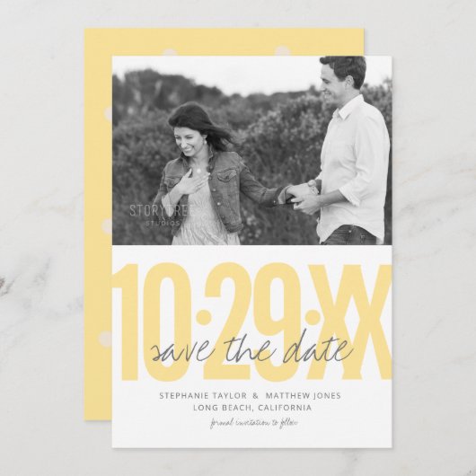 Bewaar de datum fotokaart, bruiloft collectie save the date (Voorkant / Achterkant)