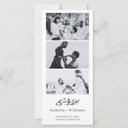 Bewaar de datum Fotostrip Elegant QR Code Wedding (Achterkant)
