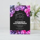 Bewaar de datum Fuchsia 50e verjaardag Kaart (Staand voorkant)